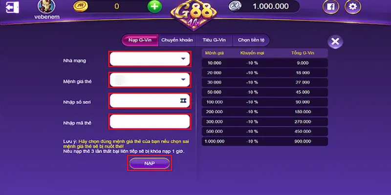 nạp tiền GAMVIP Hướng dẫn chi tiết quy trình nạp tiền GAMVIP